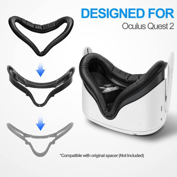 Facial Interface & Face Cover Pad for Oculus Quest 2, Sweat-Proof PU Foam Cushion, VR Accessories for Meta Quest 2, Compatible with Oculus Quest 2 Original Spacer