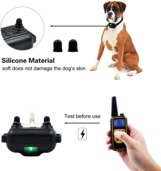 Dog Electric Collar with Remote Control, Dog Training Electric Collar, Waterproof Rechargeable, 800 Meters Dog Electric Collar, LED Lamp, Beep, Vibration, Medium / Large 3 Electronic Collars
