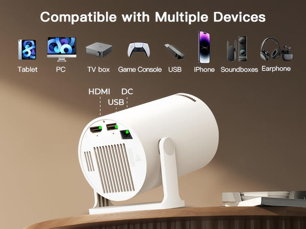 Mini Projector with Wi-Fi 6 & Bluetooth 5.4, 1080P 4K Support Full HD, Auto Keystone 360° Portable Home Cinema Smart Projector for iOS/Android X1