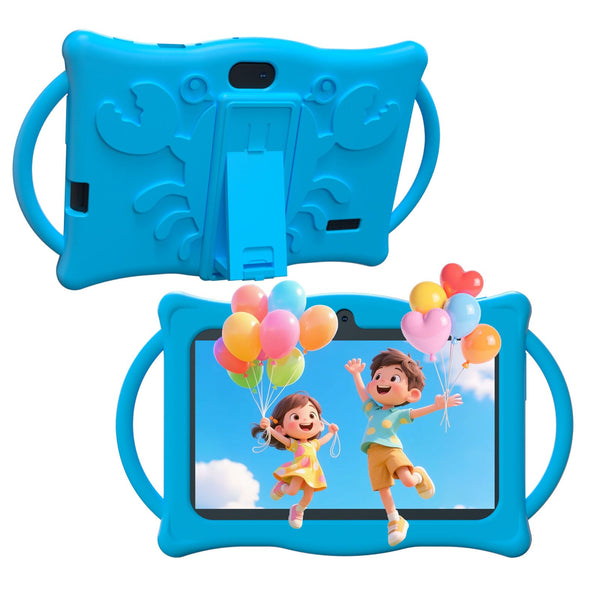 Android Kids Tablet 7 inch Tablets for Kids, 4GB RAM 32GB ROM Quad Core Toddler Tablet with Shockproof Case, Parental Control, WiFi, Bluetooth, 3000mAh Battery, Dual Camera, Educational, Game, Blue