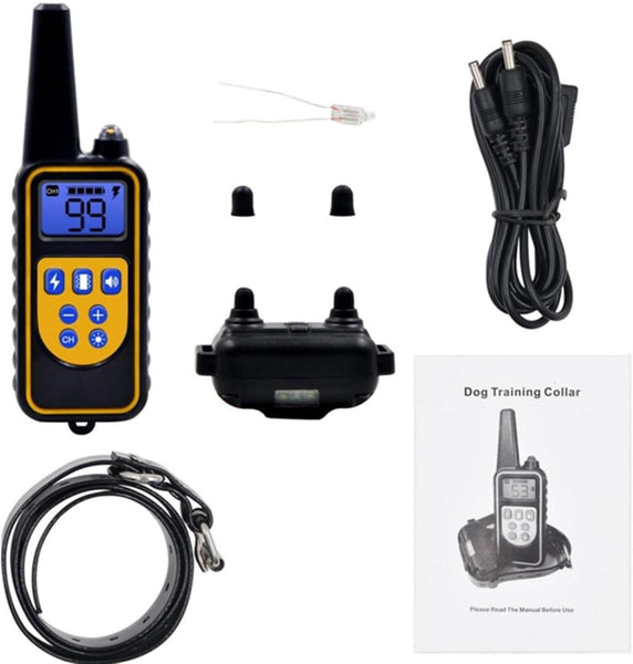 Dog Electric Collar with Remote Control, Dog Training Electric Collar, Waterproof Rechargeable, 800 Meters Dog Electric Collar, LED Lamp, Beep, Vibration, Medium / Large 3 Electronic Collars