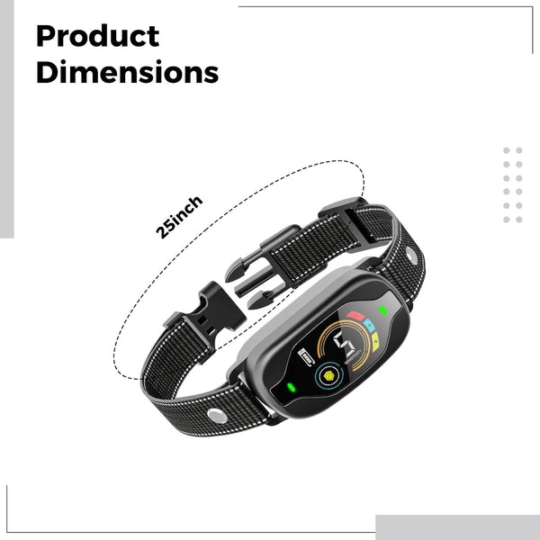 Smart Bark Collar Rechargeable Dogs, Color Display, 25 in 63.5 cm Reflective Nylon Strap, Waterproof Anti Barking Device