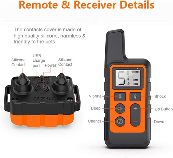 Vibrating Collar for Dogs Electric Dog Collar with Remote Control Long Distance 500M Waterproof 3 Function Modes Suitable for All Types of Dogs