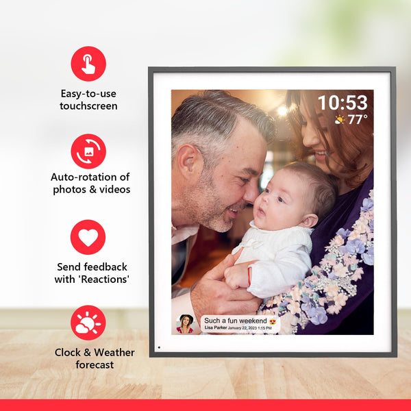 10.1 Inch Smart WiFi Digital Photo Frame 1280x800 IPS LCD Touch Screen, Auto-Rotate Portrait and Landscape, Share Moments Instantly via Frameo App from Anywhere