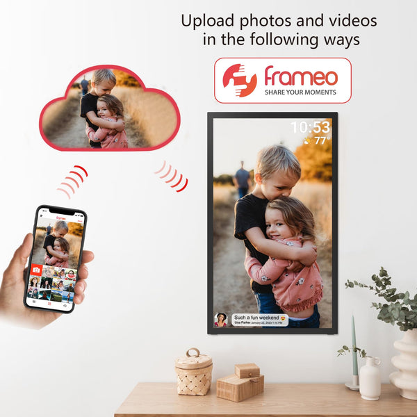 10.1 Inch Smart WiFi Digital Photo Frame 1280x800 IPS LCD Touch Screen, Auto-Rotate Portrait and Landscape, Share Moments Instantly via Frameo App from Anywhere