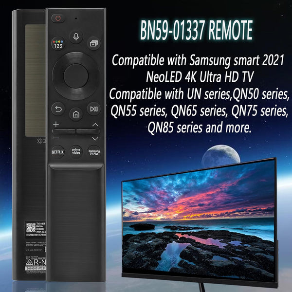 BN59-01357A Solar Remote Control for Samsung Smart TV, RMCSPA1EP1 Solar Power Voice Remote Control for 2021 Samsung NEO LED Smart 4k Ultra HD TV (with USB Type-C Cable)