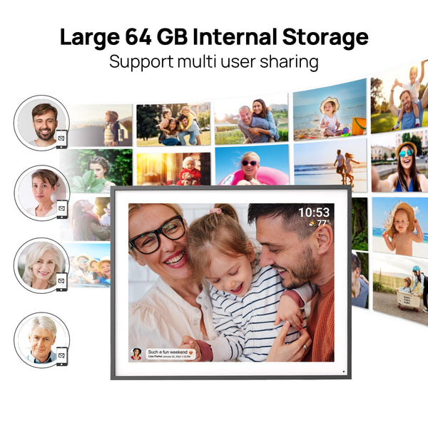 10.1 Inch Smart WiFi Digital Photo Frame 1280x800 IPS LCD Touch Screen, Auto-Rotate Portrait and Landscape, Share Moments Instantly via Frameo App from Anywhere