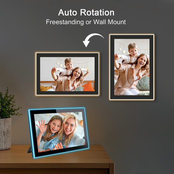 10.1 Inch Smart WiFi Digital Photo Frame 1280x800 IPS LCD Touch Screen, Auto-Rotate Portrait and Landscape, Share Moments Instantly via Frameo App from Anywhere