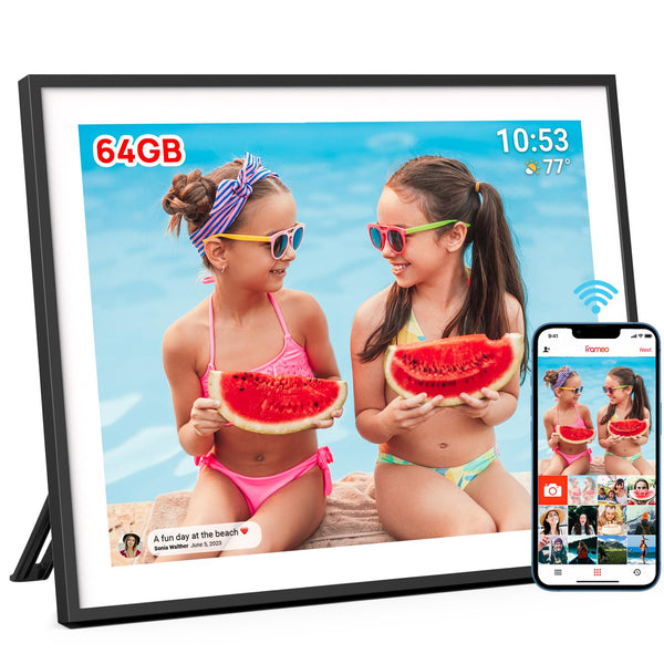 10.1 Inch Smart WiFi Digital Photo Frame 1280x800 IPS LCD Touch Screen, Auto-Rotate Portrait and Landscape, Share Moments Instantly via Frameo App from Anywhere