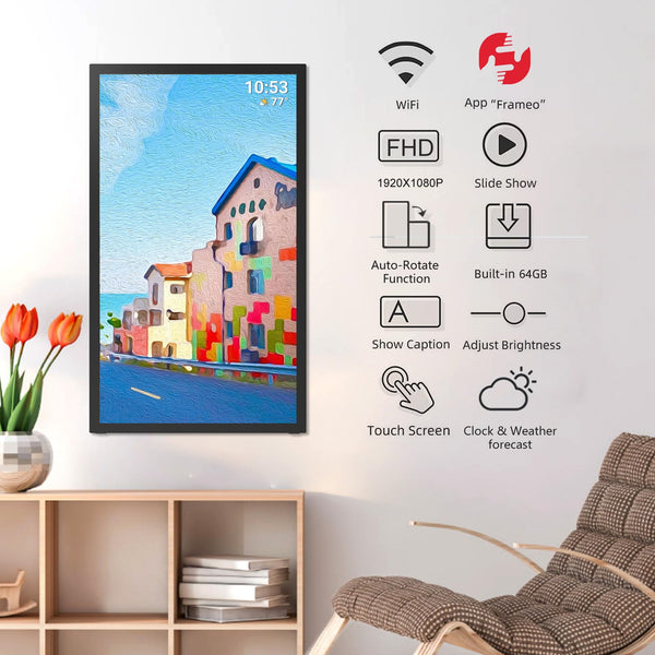 10.1 Inch Smart WiFi Digital Photo Frame 1280x800 IPS LCD Touch Screen, Auto-Rotate Portrait and Landscape, Share Moments Instantly via Frameo App from Anywhere