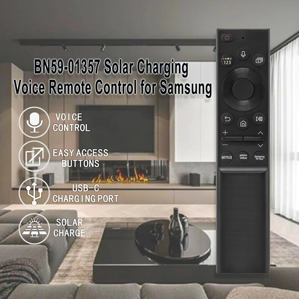 BN59-01357A Solar Remote Control for Samsung Smart TV, RMCSPA1EP1 Solar Power Voice Remote Control for 2021 Samsung NEO LED Smart 4k Ultra HD TV (with USB Type-C Cable)