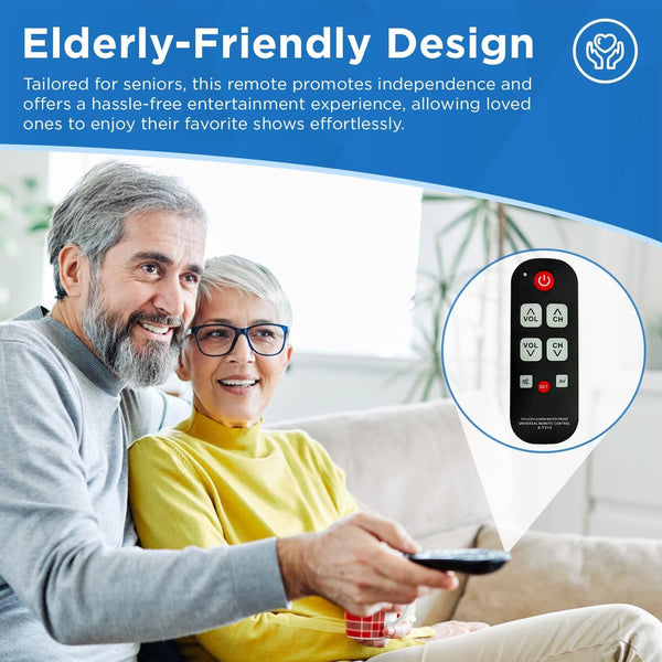 Big Button TV Remote for Seniors and Elderly, Easy to Use Universal Remote with Learning Function and Quick Setup for TV Watching