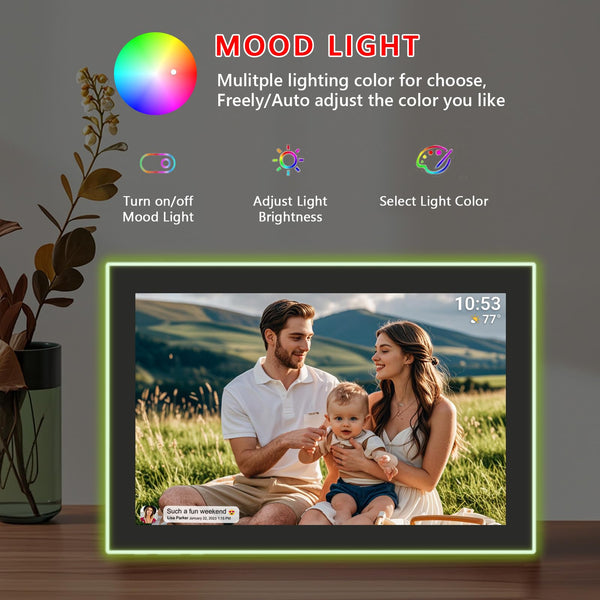 10.1 Inch Smart WiFi Digital Photo Frame 1280x800 IPS LCD Touch Screen, Auto-Rotate Portrait and Landscape, Share Moments Instantly via Frameo App from Anywhere