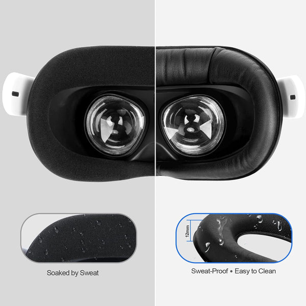 Facial Interface & Face Cover Pad for Oculus Quest 2, Sweat-Proof PU Foam Cushion, VR Accessories for Meta Quest 2, Compatible with Oculus Quest 2 Original Spacer