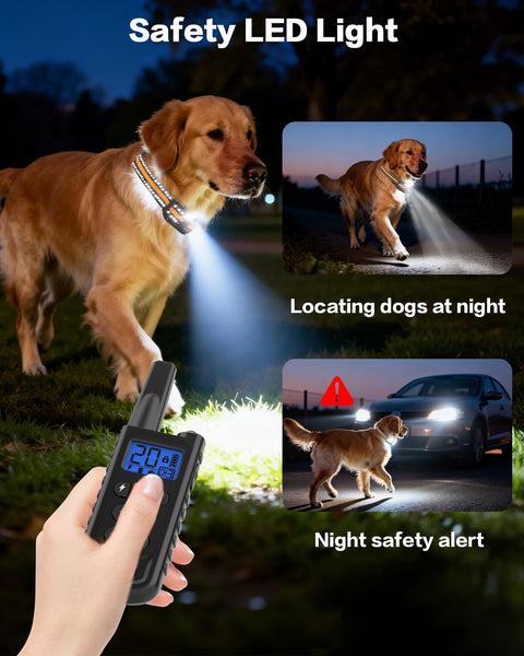 Dog Shock Collar with Remote Control for Small Medium Large Dogs, 3300FT Waterproof Rechargeable Dog Training Collar with 20 Adjustable Shock & Vibration Levels, Beep, LED Light & Safety Lock