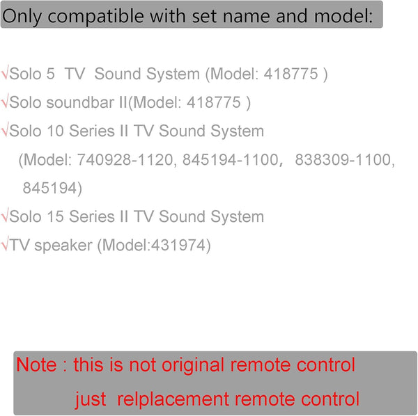 Universal Remote Control Suitable for Bose Solo 5 10 15 Series ii TV Sound System 732522/418775/431974 and TV Speaker