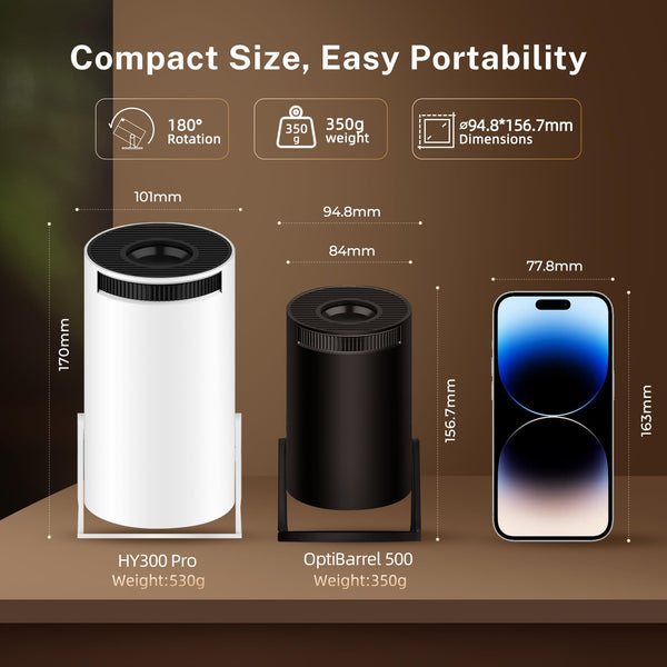 Mini Projector with Wi-Fi 6 & Bluetooth 5.4, 1080P 4K Support Full HD, Auto Keystone 360° Portable Home Cinema Smart Projector for iOS/Android X1