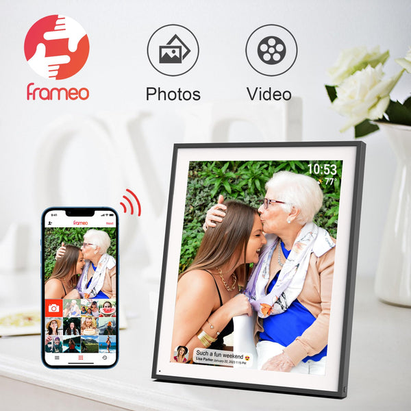 10.1 Inch Smart WiFi Digital Photo Frame 1280x800 IPS LCD Touch Screen, Auto-Rotate Portrait and Landscape, Share Moments Instantly via Frameo App from Anywhere