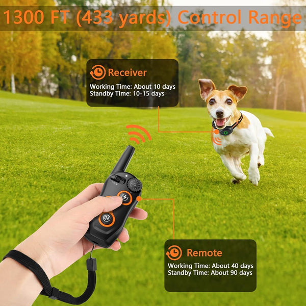 Dog Training Collar with 2 Collars,  IPX7 Waterproof Dog Shock Collar with Remote Range 1300ft  for Small Medium Large Dogs