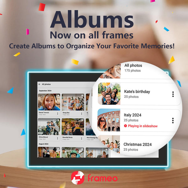 10.1 Inch Smart WiFi Digital Photo Frame 1280x800 IPS LCD Touch Screen, Auto-Rotate Portrait and Landscape, Share Moments Instantly via Frameo App from Anywhere