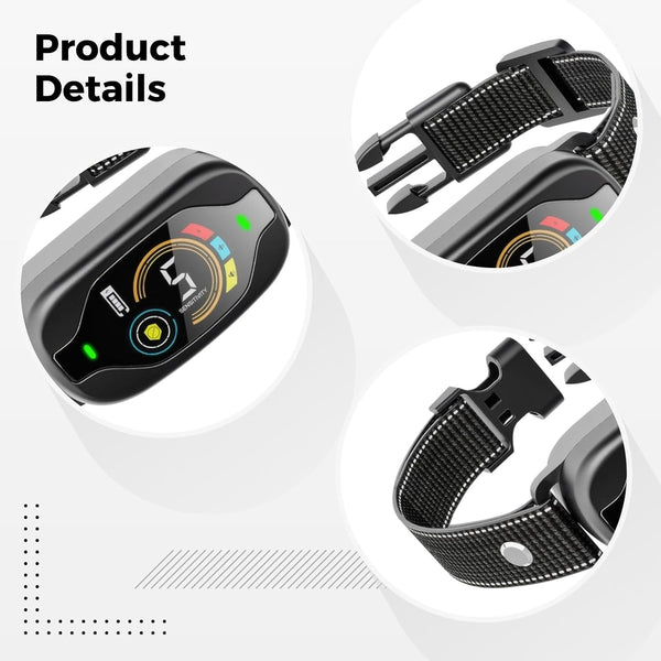 Smart Bark Collar Rechargeable Dogs, Color Display, 25 in 63.5 cm Reflective Nylon Strap, Waterproof Anti Barking Device