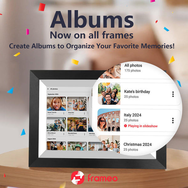 10.1 Inch Smart WiFi Digital Photo Frame 1280x800 IPS LCD Touch Screen, Auto-Rotate Portrait and Landscape, Share Moments Instantly via Frameo App from Anywhere