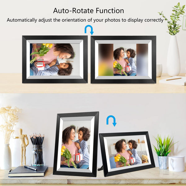 10.1 Inch Smart WiFi Digital Photo Frame 1280x800 IPS LCD Touch Screen, Auto-Rotate Portrait and Landscape, Share Moments Instantly via Frameo App from Anywhere