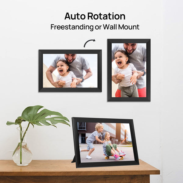 10.1 Inch Smart WiFi Digital Photo Frame 1280x800 IPS LCD Touch Screen, Auto-Rotate Portrait and Landscape, Share Moments Instantly via Frameo App from Anywhere