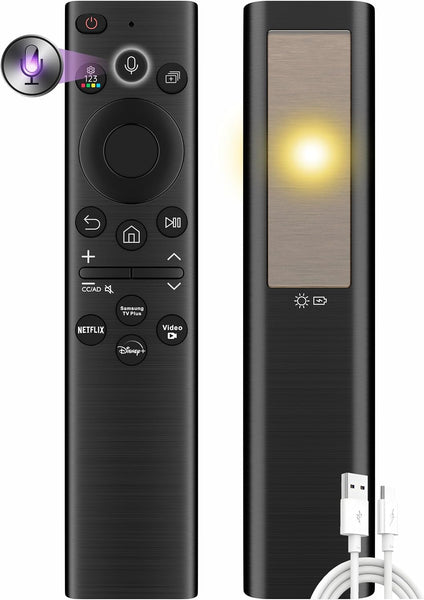 Replacement for Samsung Remote Control for Smart TV, SolarCell Samsung TV Remote 2026-2019, Rechargeable, Universal, Voice Control, Bluetooth, USB-C Fast Charging