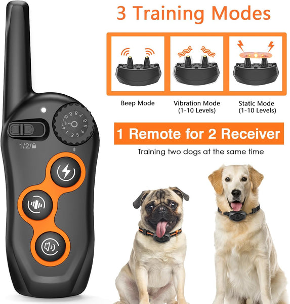Dog Training Collar with 1 Collar,  IPX7 Waterproof Dog Shock Collar with Remote Range 1300ft  for Small Medium Large Dogs