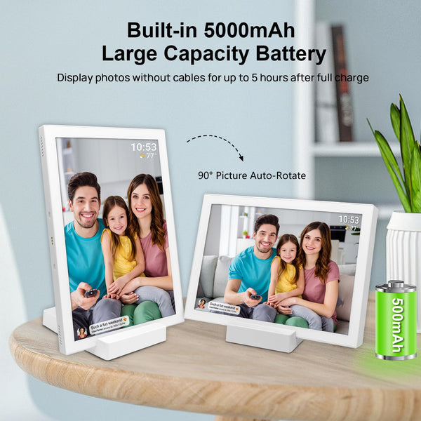 10.1 Inch Smart WiFi Digital Photo Frame 1280x800 IPS LCD Touch Screen, Auto-Rotate Portrait and Landscape, Share Moments Instantly via Frameo App from Anywhere
