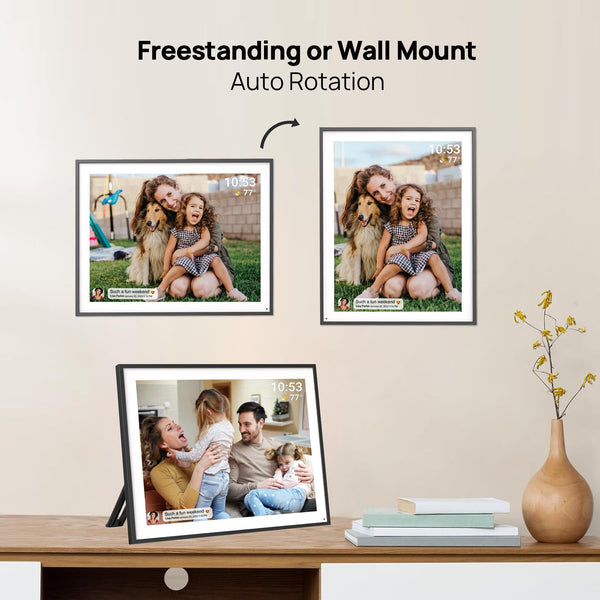 10.1 Inch Smart WiFi Digital Photo Frame 1280x800 IPS LCD Touch Screen, Auto-Rotate Portrait and Landscape, Share Moments Instantly via Frameo App from Anywhere