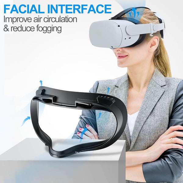 Facial Interface & Face Cover Pad for Oculus Quest 2, Sweat-Proof PU Foam Cushion, VR Accessories for Meta Quest 2, Compatible with Oculus Quest 2 Original Spacer