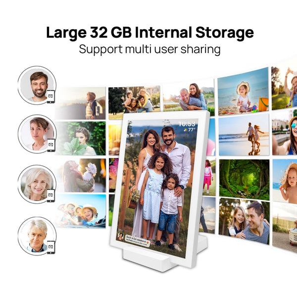 10.1 Inch Smart WiFi Digital Photo Frame 1280x800 IPS LCD Touch Screen, Auto-Rotate Portrait and Landscape, Share Moments Instantly via Frameo App from Anywhere