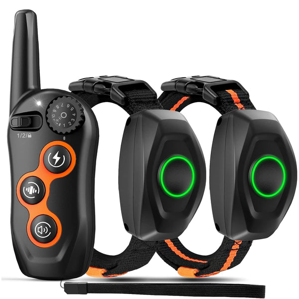 Dog Training Collar with 2 Collars,  IPX7 Waterproof Dog Shock Collar with Remote Range 1300ft  for Small Medium Large Dogs