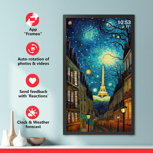 10.1 Inch Smart WiFi Digital Photo Frame 1280x800 IPS LCD Touch Screen, Auto-Rotate Portrait and Landscape, Share Moments Instantly via Frameo App from Anywhere
