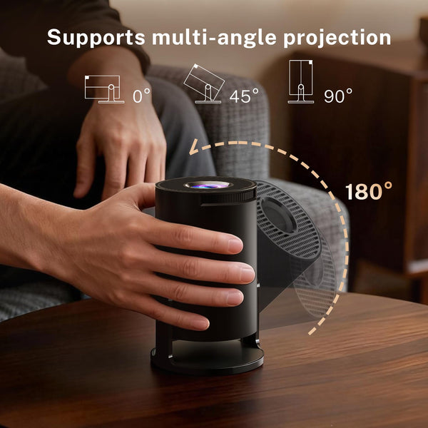 Mini Projector with Wi-Fi 6 & Bluetooth 5.4, 1080P 4K Support Full HD, Auto Keystone 360° Portable Home Cinema Smart Projector for iOS/Android X1