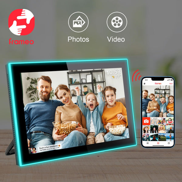 10.1 Inch Smart WiFi Digital Photo Frame 1280x800 IPS LCD Touch Screen, Auto-Rotate Portrait and Landscape, Share Moments Instantly via Frameo App from Anywhere