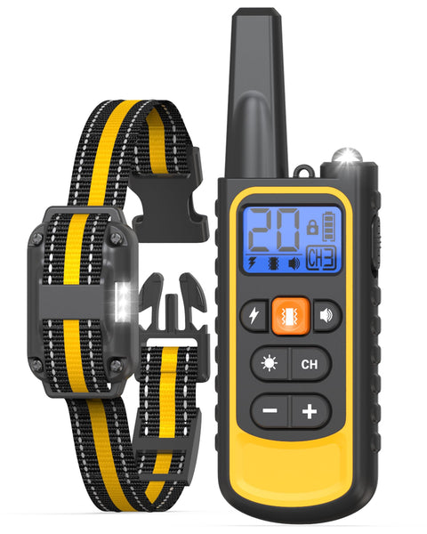 Dog Shock Collar with Remote Control for Small Medium Large Dogs, 3300FT Waterproof Rechargeable Dog Training Collar with 20 Adjustable Shock & Vibration Levels, Beep, LED Light & Safety Lock