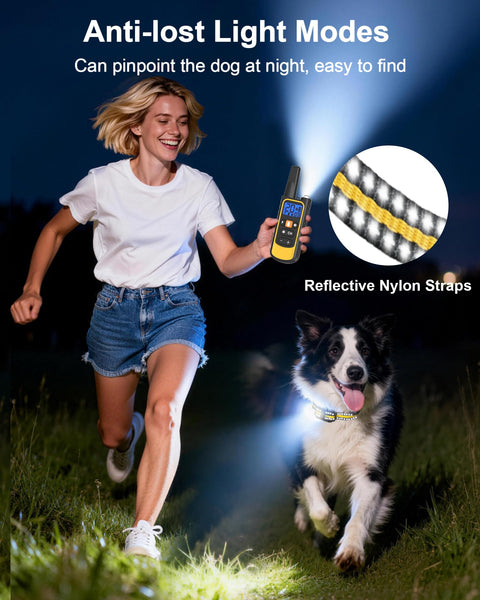 Dog Shock Collar with Remote Control for Small Medium Large Dogs, 3300FT Waterproof Rechargeable Dog Training Collar with 20 Adjustable Shock & Vibration Levels, Beep, LED Light & Safety Lock