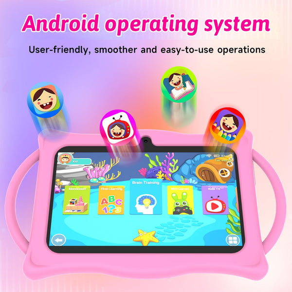 Android Kids Tablet 7 inch Tablets for Kids, 4GB RAM 32GB ROM Quad Core Toddler Tablet with Shockproof Case, Parental Control, WiFi, Bluetooth, 3000mAh Battery, Dual Camera, Educational, Game, Blue