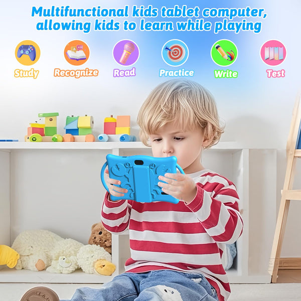Android Kids Tablet 7 inch Tablets for Kids, 4GB RAM 32GB ROM Quad Core Toddler Tablet with Shockproof Case, Parental Control, WiFi, Bluetooth, 3000mAh Battery, Dual Camera, Educational, Game, Blue