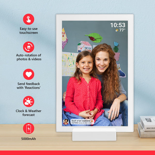 10.1 Inch Smart WiFi Digital Photo Frame 1280x800 IPS LCD Touch Screen, Auto-Rotate Portrait and Landscape, Share Moments Instantly via Frameo App from Anywhere