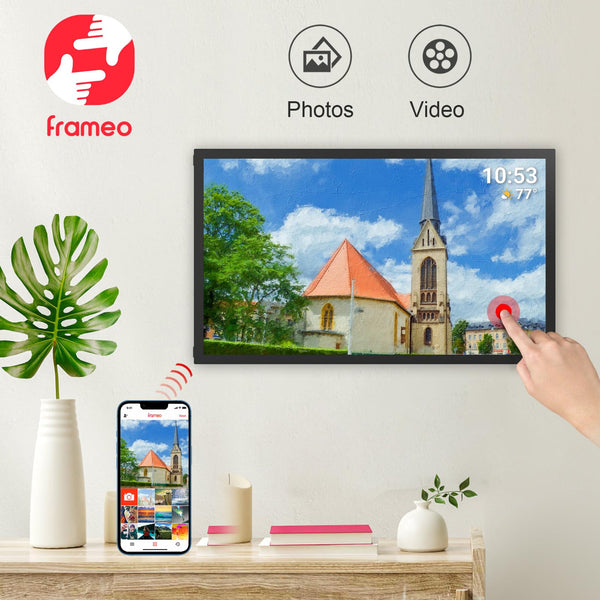 10.1 Inch Smart WiFi Digital Photo Frame 1280x800 IPS LCD Touch Screen, Auto-Rotate Portrait and Landscape, Share Moments Instantly via Frameo App from Anywhere