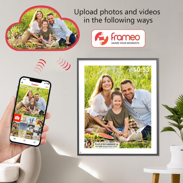 10.1 Inch Smart WiFi Digital Photo Frame 1280x800 IPS LCD Touch Screen, Auto-Rotate Portrait and Landscape, Share Moments Instantly via Frameo App from Anywhere