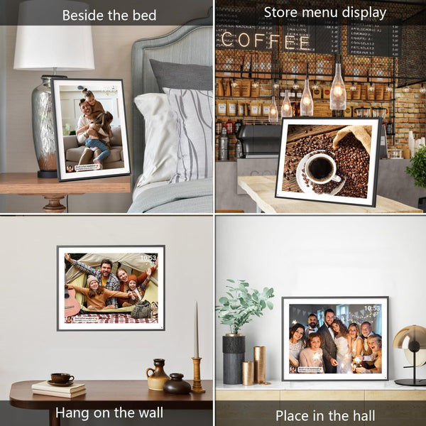 10.1 Inch Smart WiFi Digital Photo Frame 1280x800 IPS LCD Touch Screen, Auto-Rotate Portrait and Landscape, Share Moments Instantly via Frameo App from Anywhere